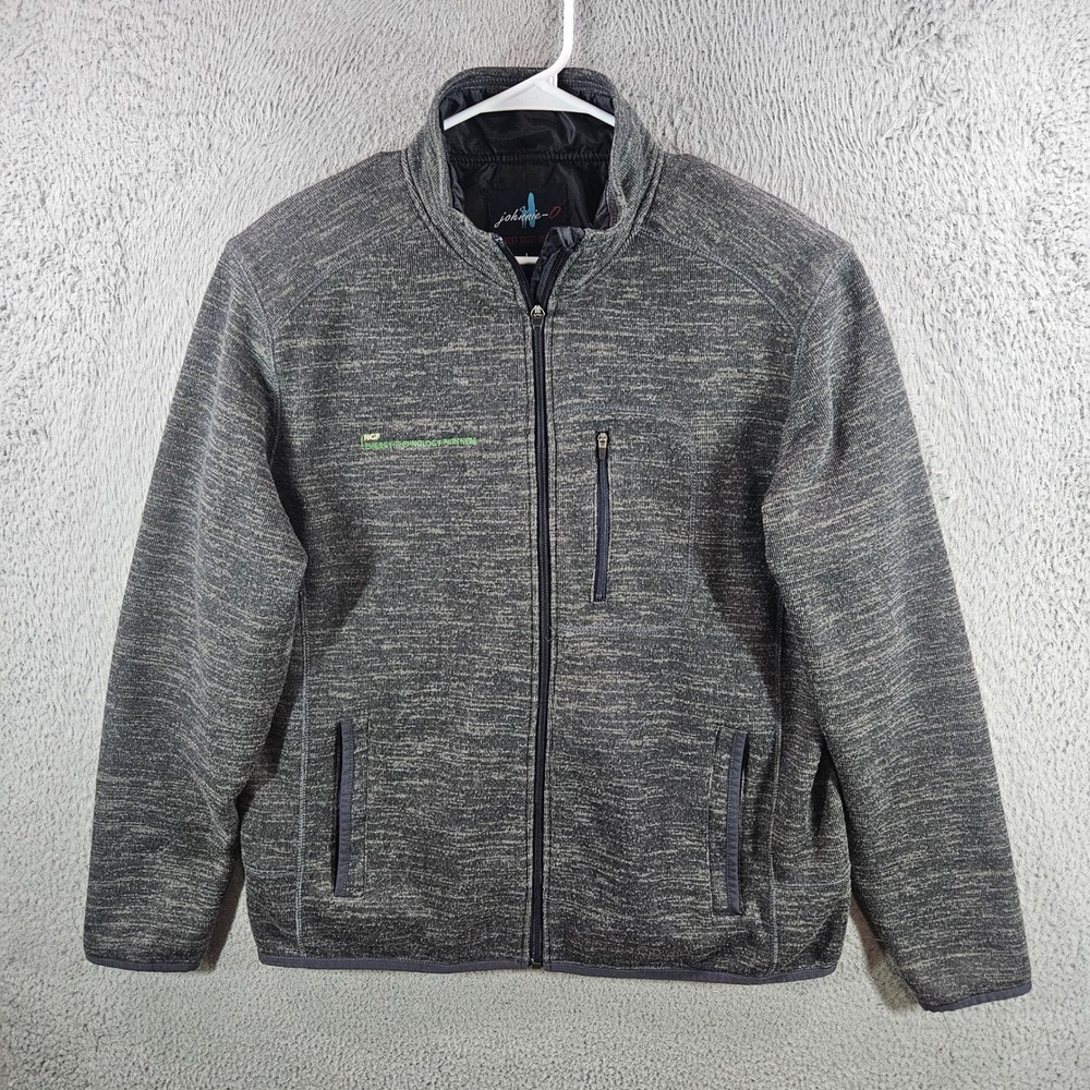 Johnnie-O Mens Large Gray Heather Full Zip Fleece Jacket‎ West Coast Prep Logo